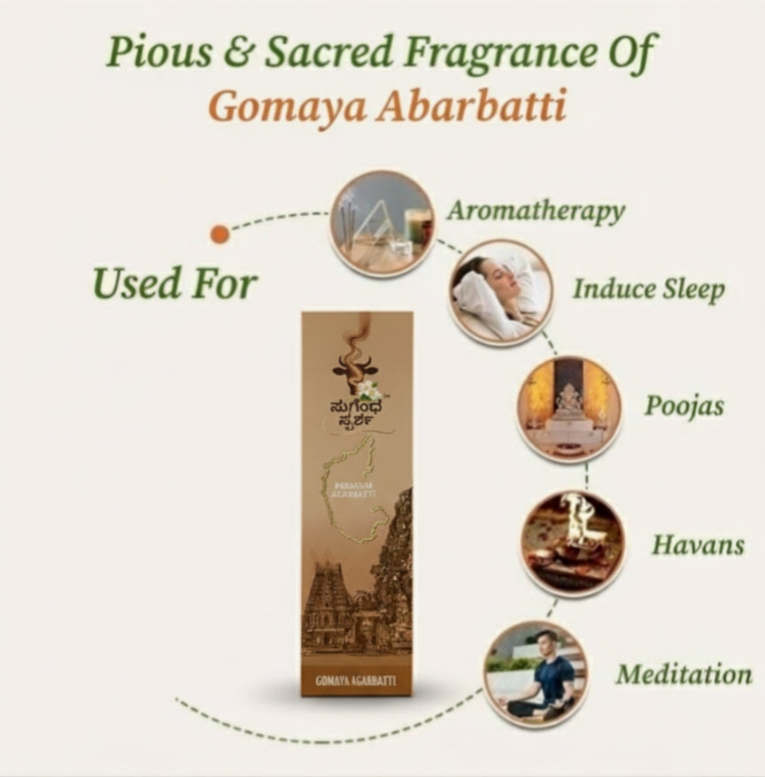 SughandhaSparsha - Gomaya Agarbatti (100% Natural & Premium 80 Sticks pack)